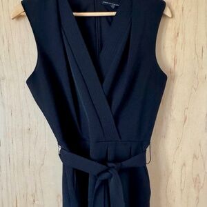 White House Black Market | Black Fit & Flare Dress w/ Pockets + Belt | Size 10